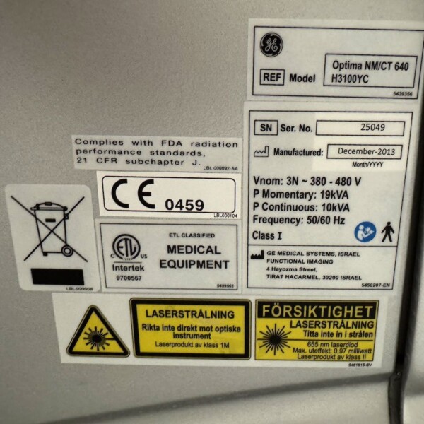 GE Optima NM/CT 640 - 2013