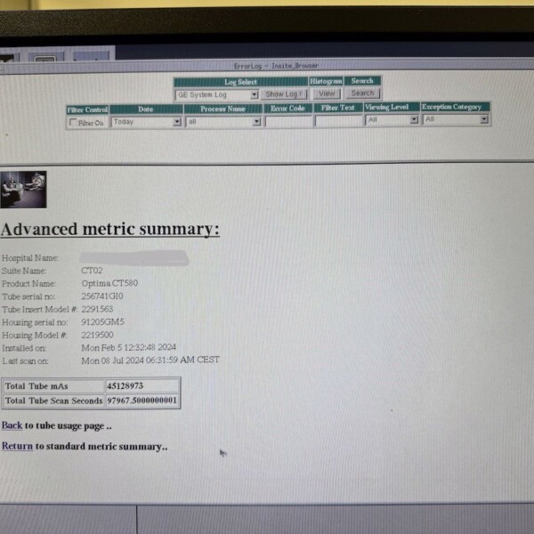 GE Optima CT580 RT - 2010